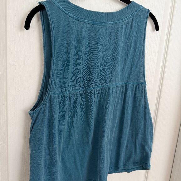 Anthropologie Daily Practice 100% Cotton V Neck Teal Blue Tank Top Size Medium - Picture 8 of 11